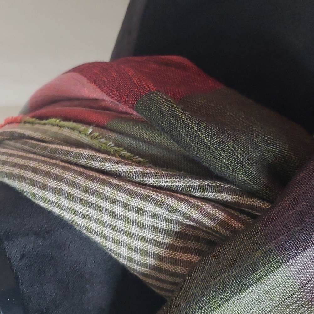 Double Layer Raw Edge Scarf Wrap - image 6